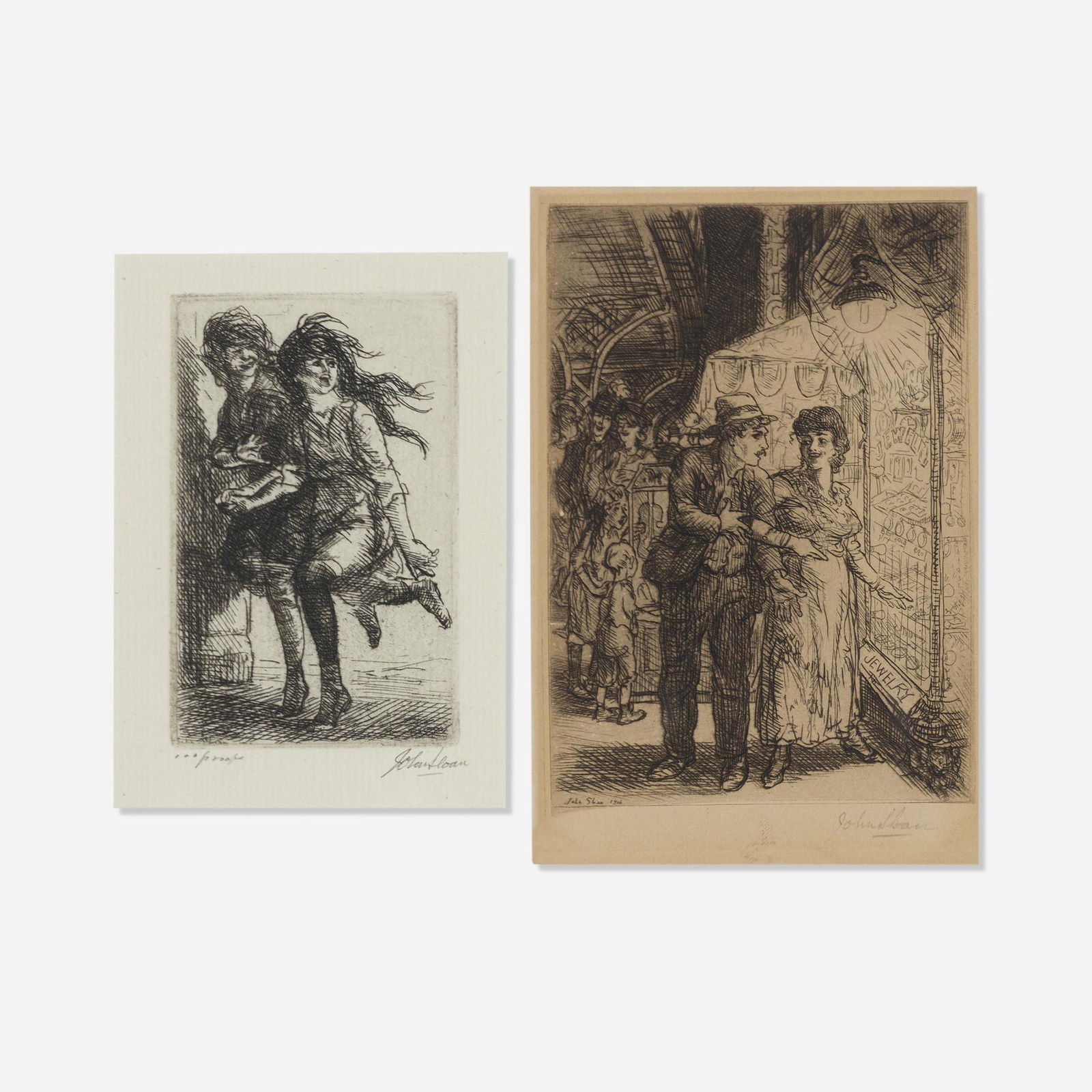 John Sloan, Girls Running; Jewelry Store Window (1 of 3)