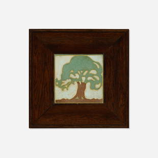 Wheatley Pottery, Tree of Life tile: Wheatley Pottery Tree of Life tile USA, c. 1915 glazed earthenware decorated in cuenca 6.25 h x 6.25 w in (16 x 16 cm) Incised number to reverse '1132'. This work will ship from Chicago,