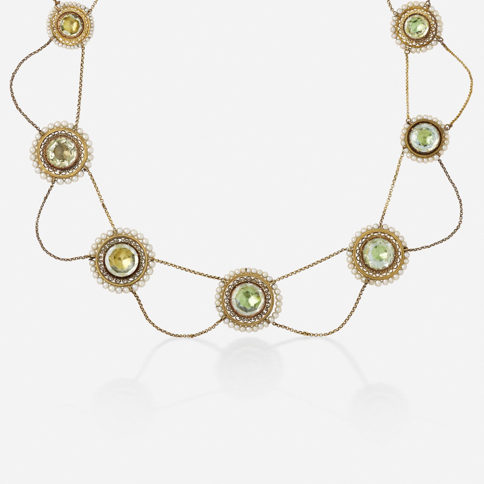 Georgian, Yellowish green beryl, gold necklace (1 of 4)