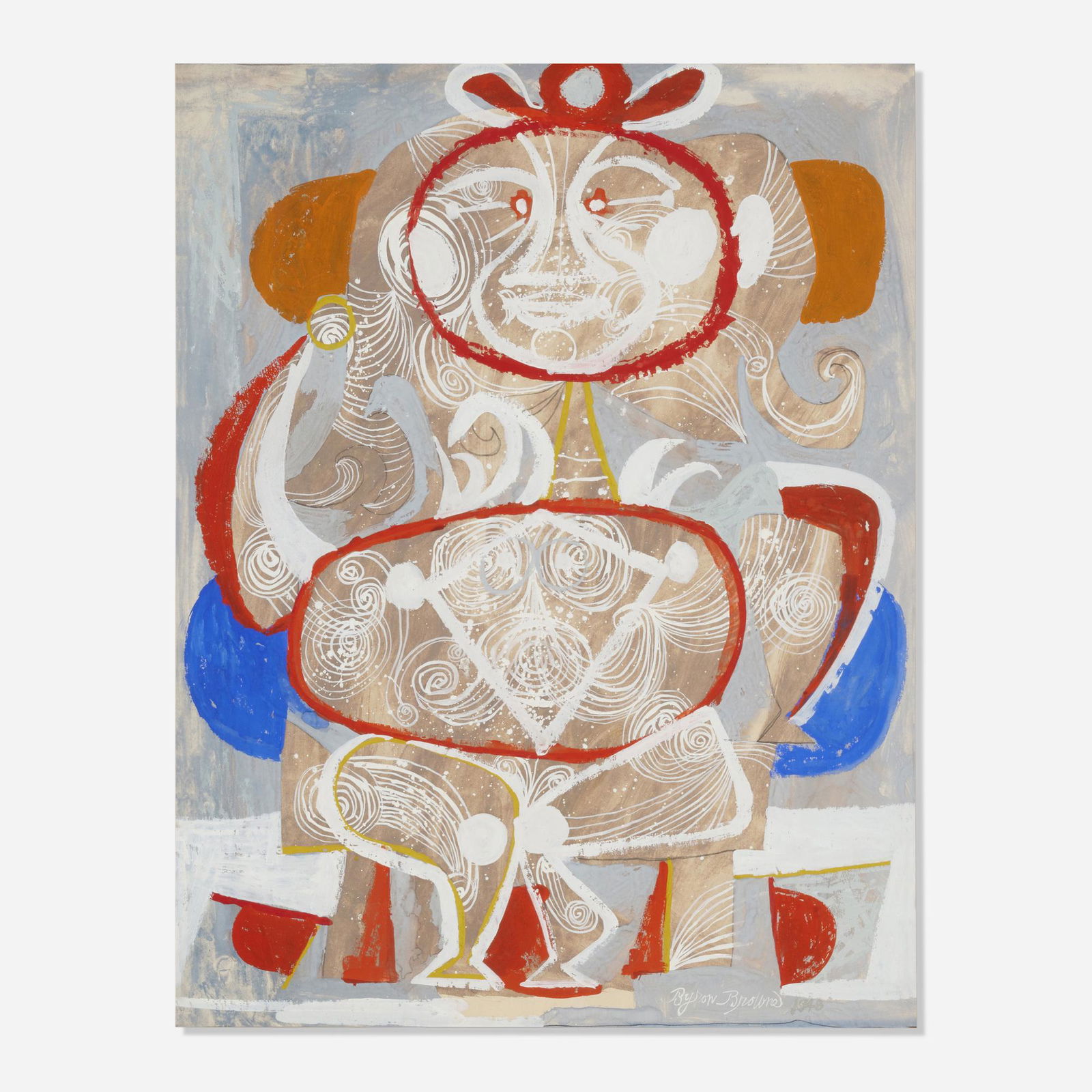 Byron Browne, Abstract Figure: Byron Browne Abstract Figure 1948casein tempera on paper sight: 23.875 h x 18.375 w in (61 x 47 cm) Signed and dated to lower edge 'Byron Browne 1948'. This work will ship
