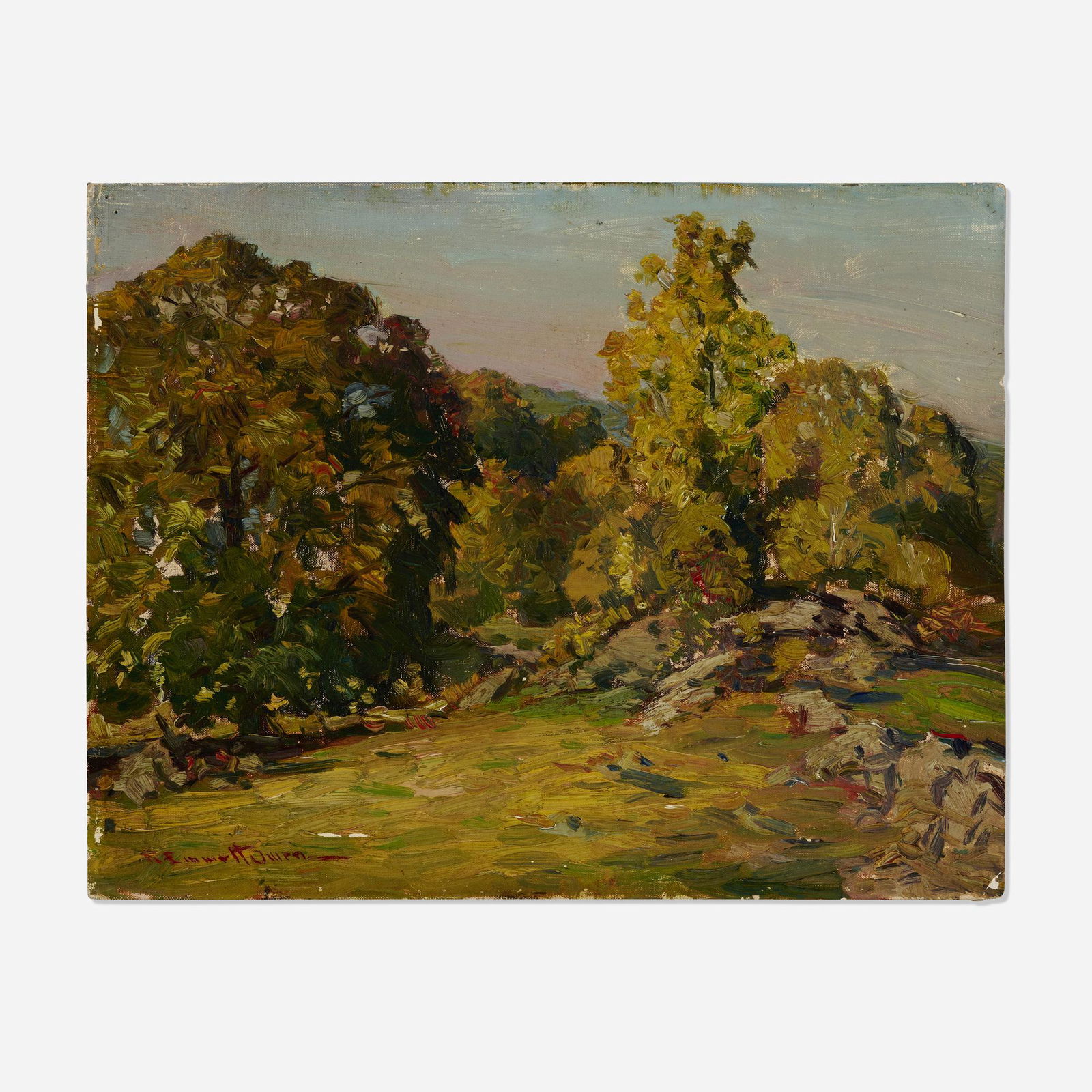 Robert Emmett Owen, Summer: Robert Emmett Owen Summer oil on canvas board 14 h x 18 w in (36 x 46 cm) Signed to lower left 'R. Emmett Owen'. This work will ship from Lambertville, New Jersey.