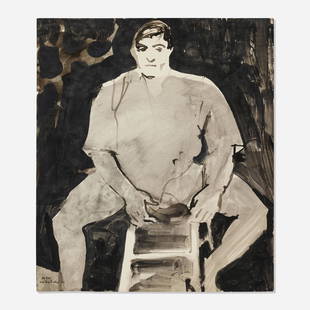 William Theophilus Brown, Seated Man: William Theophilus Brown Seated Man 1965 ink on paper 13.875 h x 12.125 w in (35 x 31 cm) Signed, dated and inscribed to lower left 'For Bill: Wm Theo Brown 65'. This work will ship from