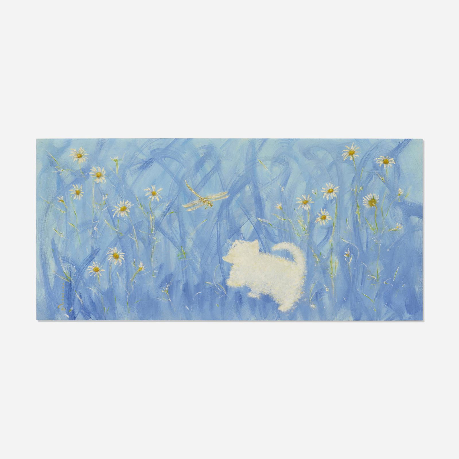 Charlotte Howard, White Kitten and Dragonfly: Charlotte Howard White Kitten and Dragonfly 1961oil on canvas 19 h x 40 w in (48 x 102 cm) Signed and dated to lower left 'C Howard 61'. Provenance: Park Avenue Gallery