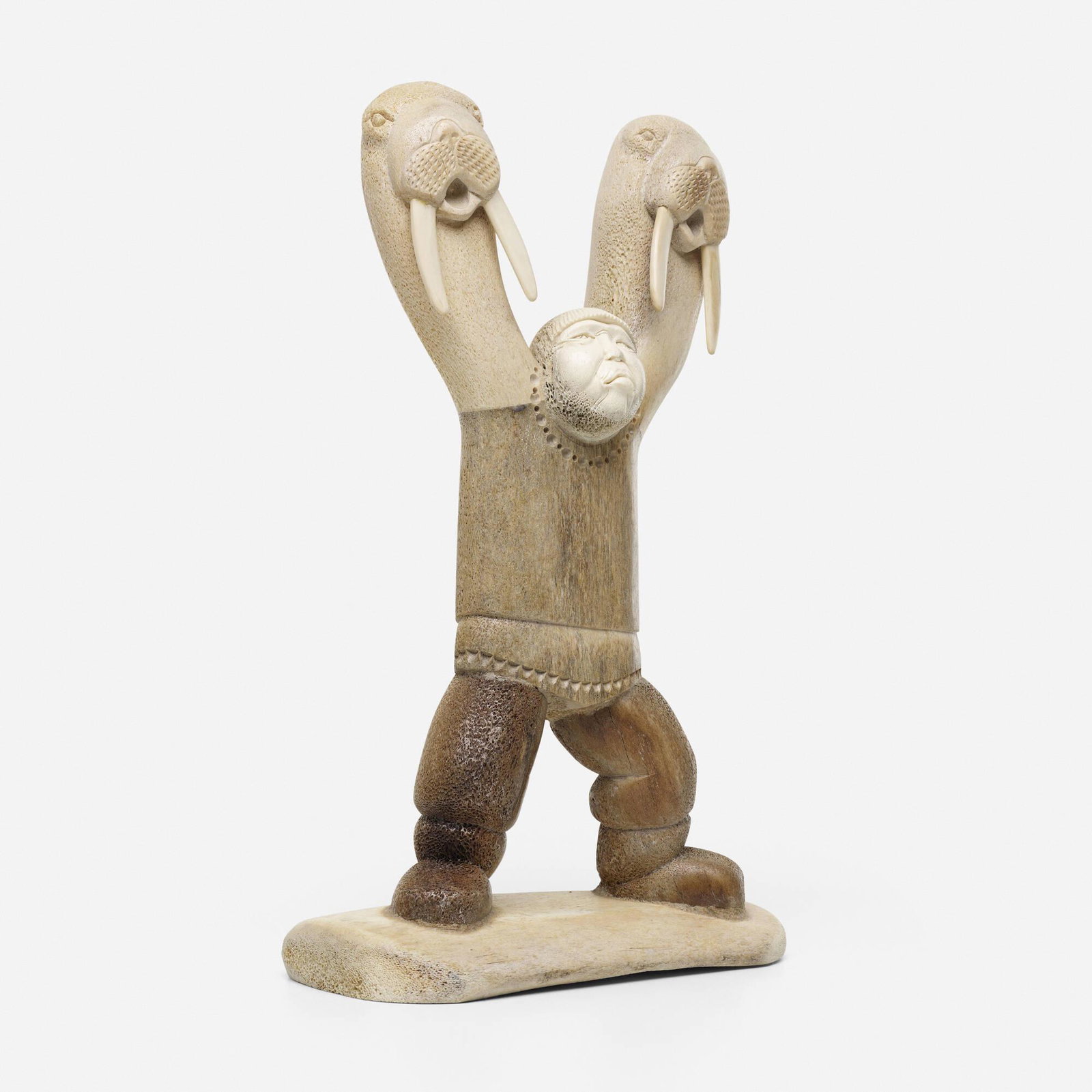 Wesley T. Owen III, Walrus Man: Wesley T. Owen III Walrus Man bone 17 h x 10 w x 5 d in (43 x 25 x 13 cm) Incised signature to underside 'R'. Provenance: Three Bears Gallery, Palmer, AK | Acquired from the