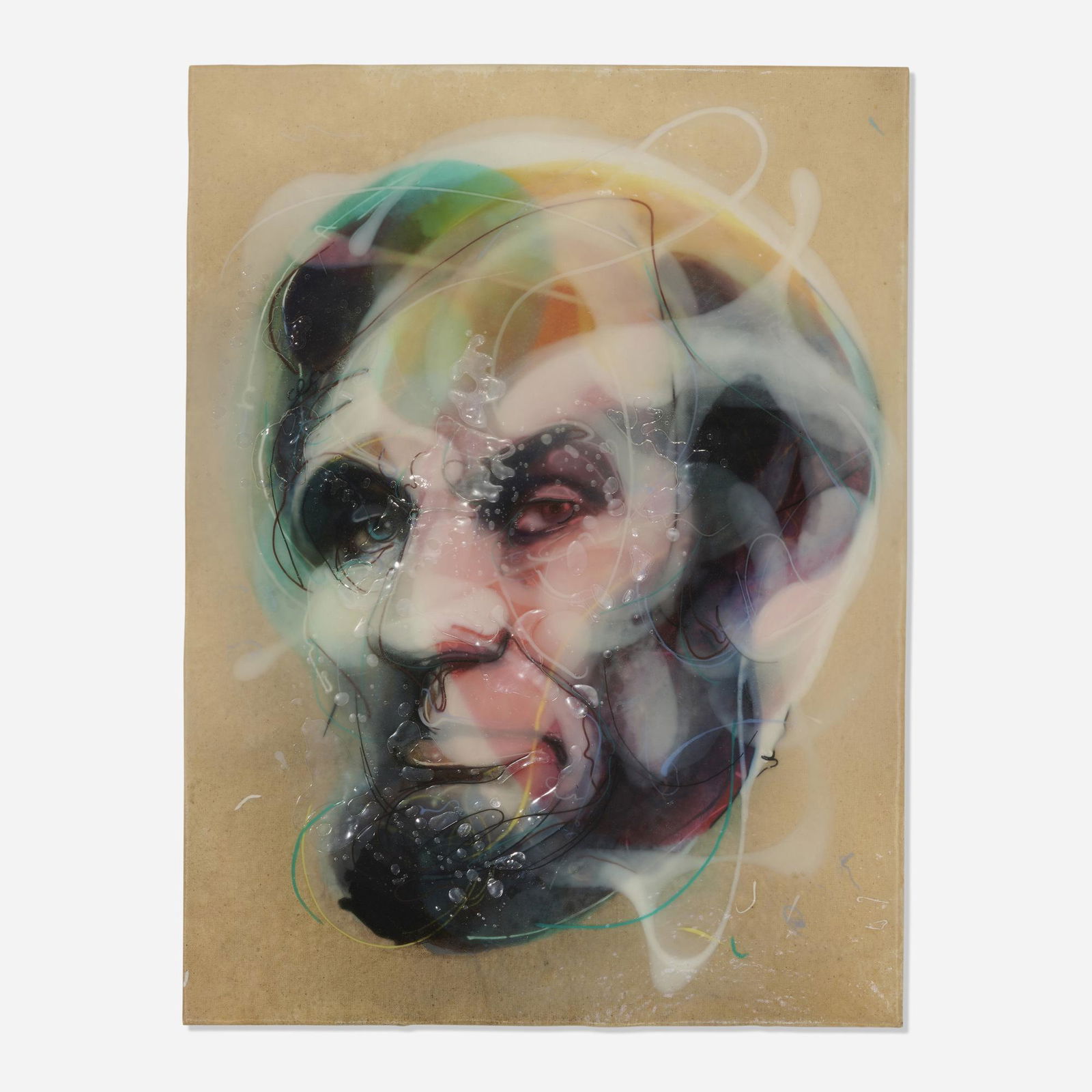 Jongwang Lee, Lincoln 1862: Jongwang Lee Lincoln 1862 acrylic, oil, resin, and sumi ink on canvas over wood panel 24 h x 18 w in (61 x 46 cm) Titled to verso 'Lincoln 1862'. This work will ship from Lambert