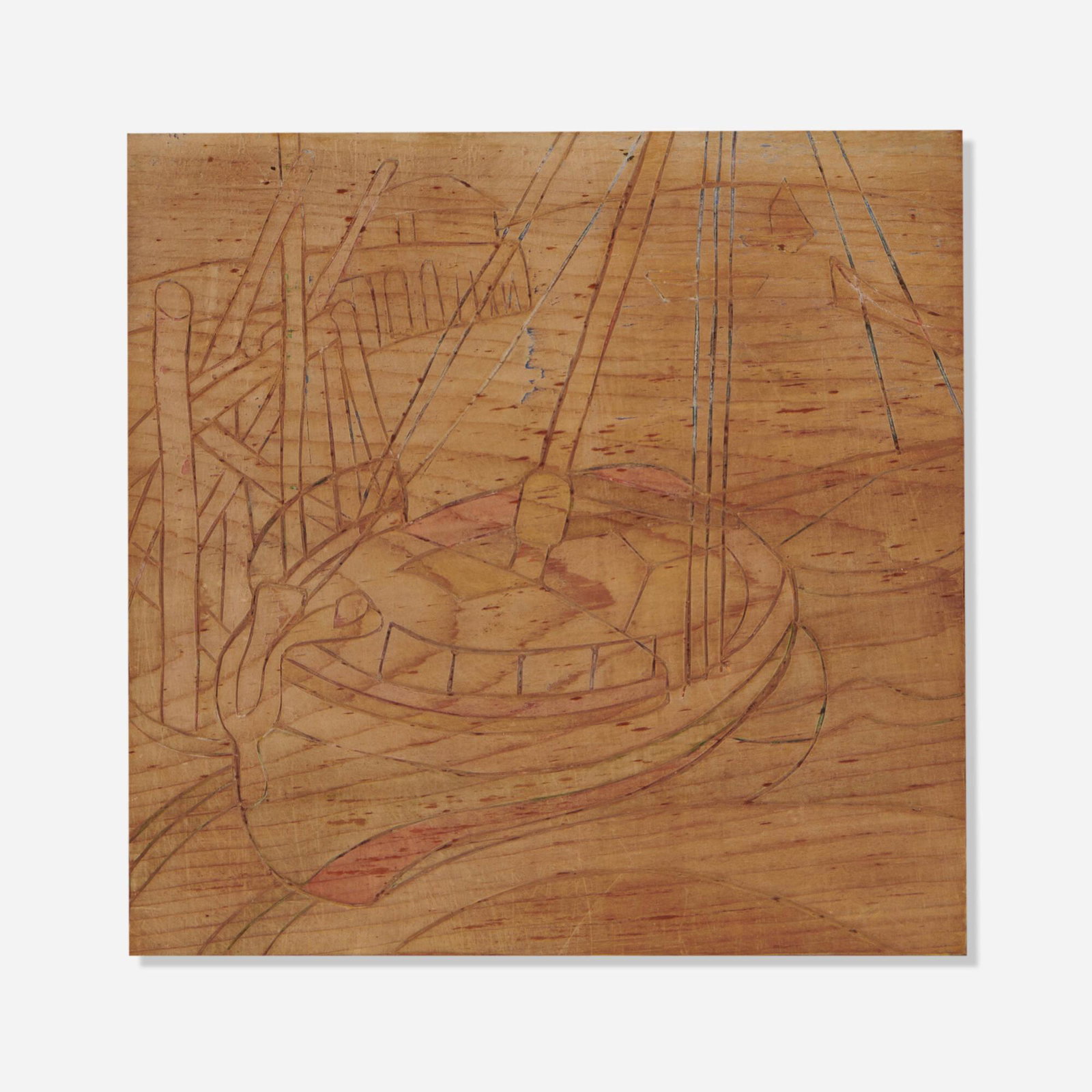 Blanche Lazzell, Sailboats (printing block) (1 of 4)