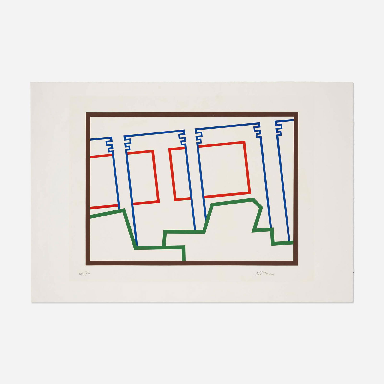 Nicholas Monro, Lobby: Nicholas Monro Lobby 1972screenprint in colors image: 23 h x 30.5 w in (58 x 77 cm) sheet: 27.5 h x 40.25 w in (70 x 102 cm) Signed and numbered to lower edge '14/72 Monro'. This work is nu