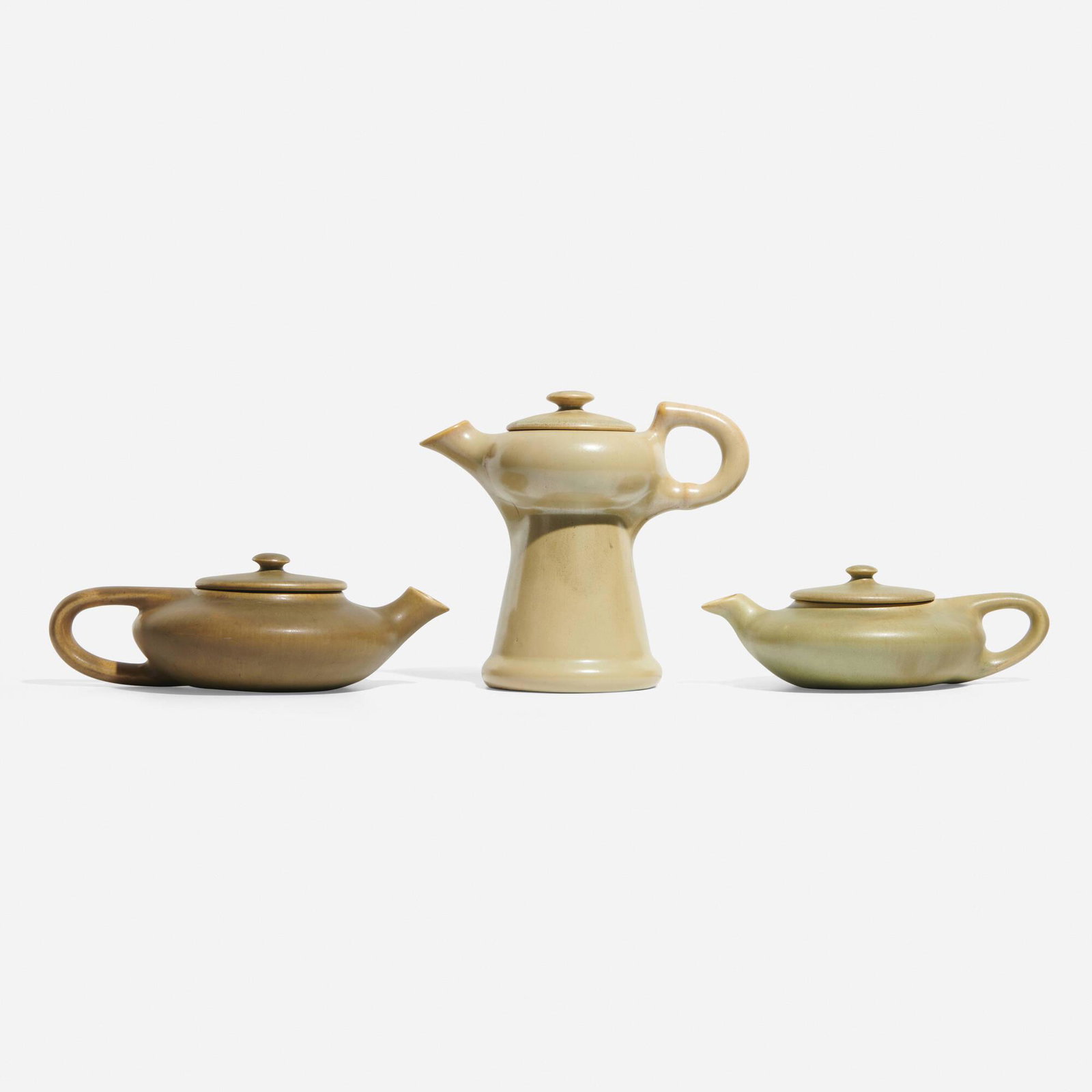 Clifton Pottery, Three Crystal Patina teapots (1 of 3)