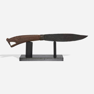 Viking, Hand-hewn knife: Viking Hand-hewn knife USA carved wood, metal knife: 2 h x .625 d x 12 l in (5 x 2 x 30 cm) overall: 4 h x 2.375 d x 12 l in (10 x 6 x 30 cm) Provenance: Collection of Governor Jim Thompson,