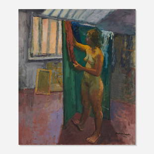 Raphael Soyer, Female Nude in an Interior: Raphael Soyer Female Nude in an Interior oil on canvas 30 h x 26 w in (76 x 66 cm) Signed to lower right 'Raphael Soyer'. Provenance: Rabin & Krueger Gallery, Newark