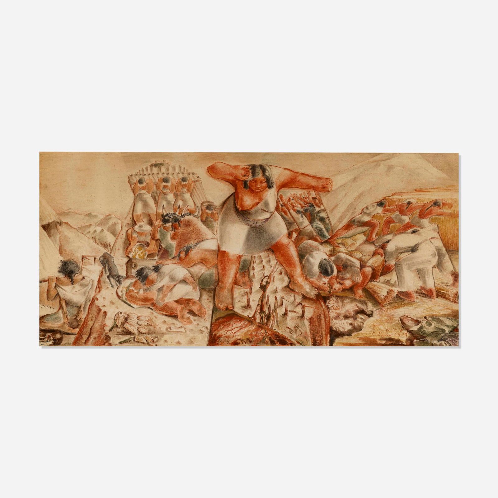 Camilo Egas, Sketch of Ecuadorian Pavilion mural (1 of 4)