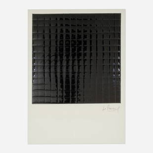 Julio Le Parc, Untitled (from the Miroirs series): Julio Le Parc Untitled (from the Miroirs series) c. 1975embossed Mylar image: 5.375 h x 5.375 w in (14 x 14 cm) sheet: 8.125 h x 6 w in (21 x 15 cm) Signed to lower right edge 'Le Parc'. Th