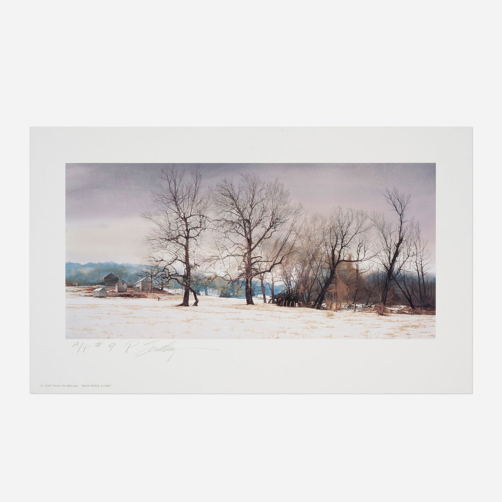 Peter Sculthorpe, Man with a Fire: Peter Sculthorpe Man with a Fire 1997offset lithograph in colors image: 9.5 h x 20.125 w in (24 x 51 cm) sheet: 14.625 h x 24.125 w in (37 x 61 cm) Signed and numbered to lower edge 'A/P #9