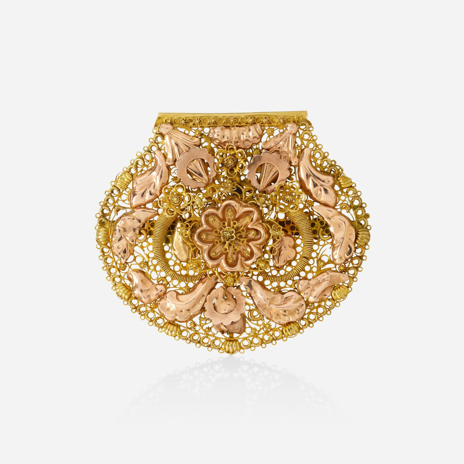 Dutch Antique, Bicolor gold filigree brooch (1 of 2)