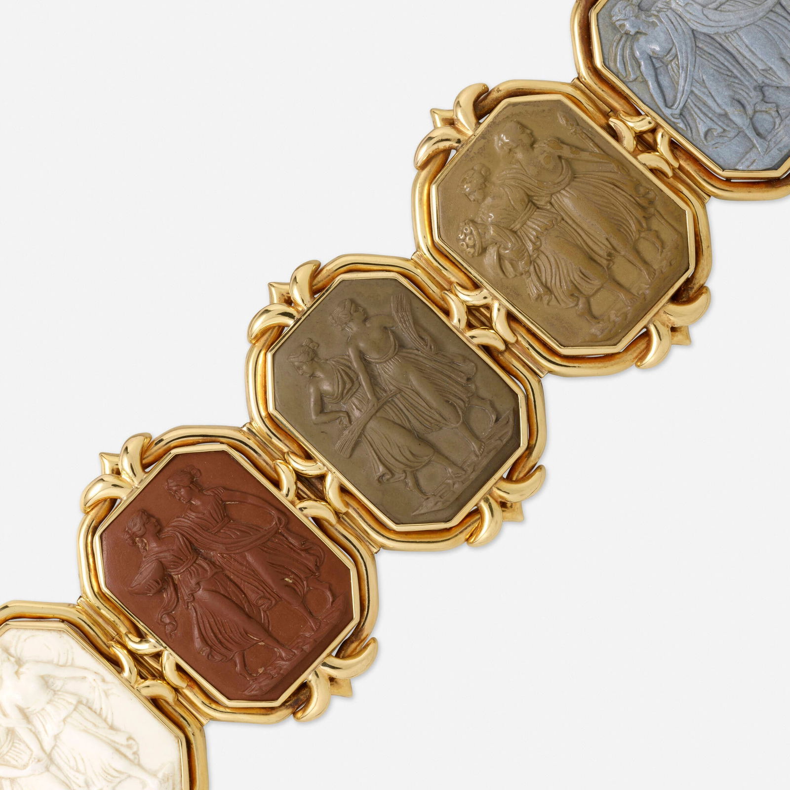 Antique, Lava cameo and gold bracelet (1 of 4)