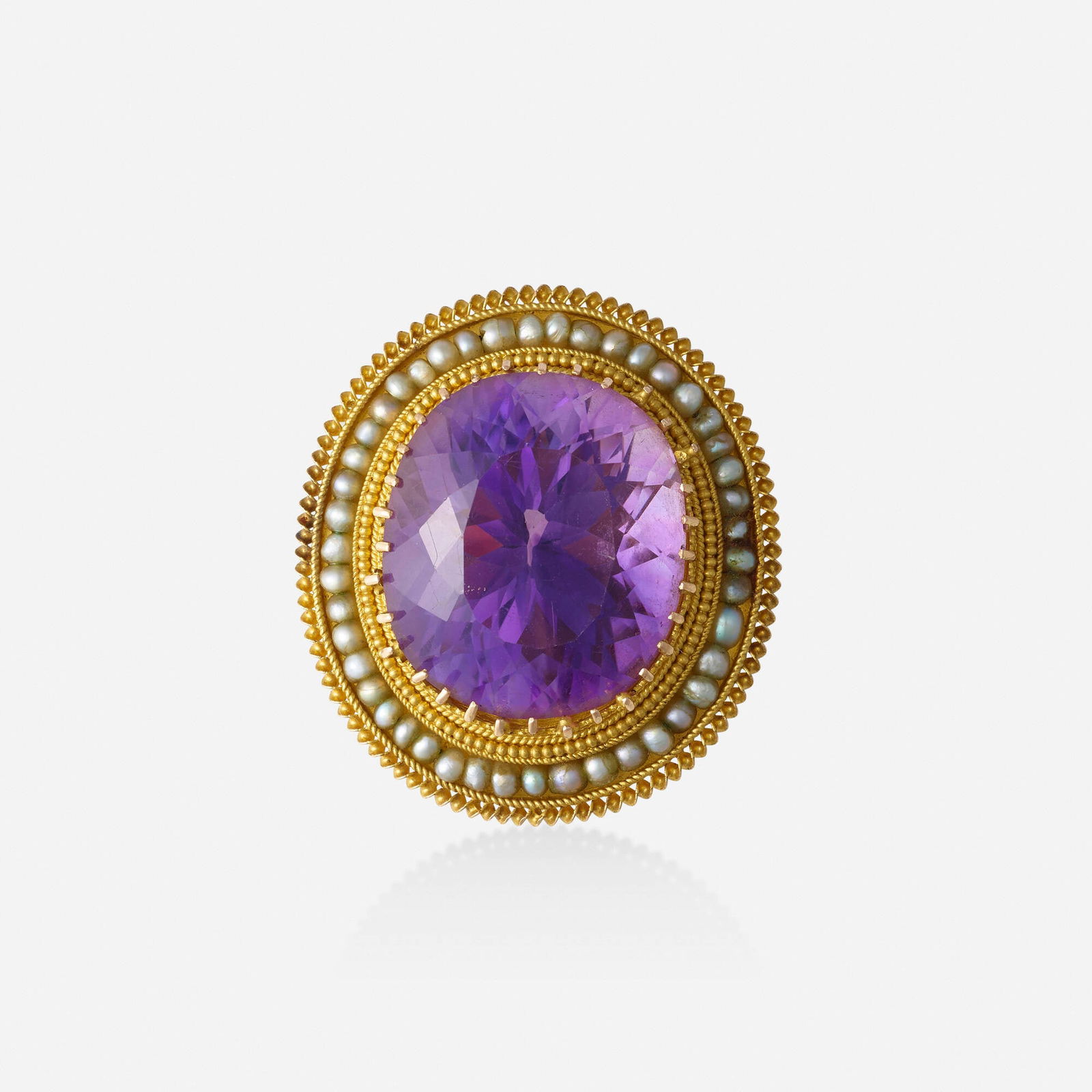 Victorian, Amethyst, seed pearl, and gold brooch (1 of 2)