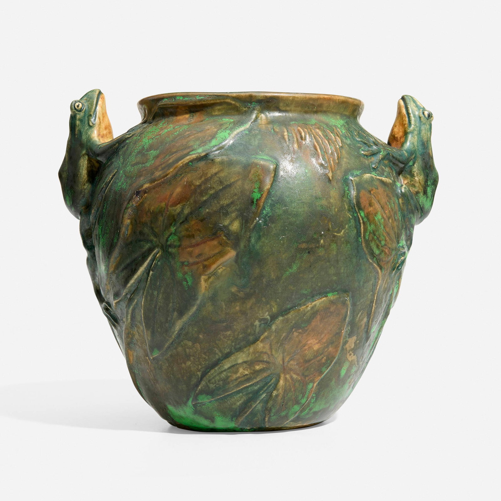 Weller Pottery, Coppertone Double Frog vase (1 of 4)