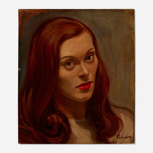 Saul Schary, Portrait of a Woman: Saul Schary Portrait of a Woman oil on canvas 14 h x 12 w in (36 x 30 cm) Signed to lower right 'Schary'. This work will ship from Lambertville, New Jersey.