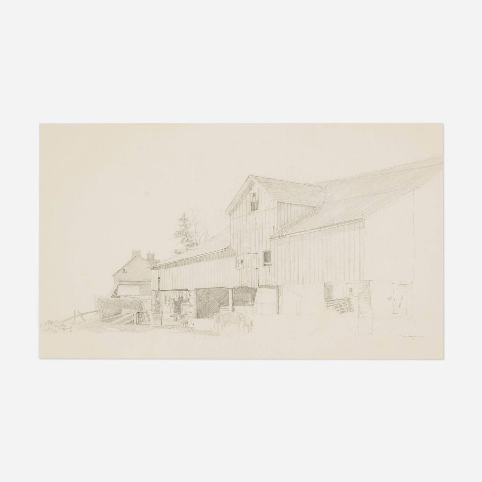 Peter Sculthorpe, Untitled: Peter Sculthorpe Untitled graphite on paper sight: 9.875 h x 17.25 w in (25 x 44 cm) Signed to lower right 'P. Sculthorpe'. This work will ship from Lambertville, New Jersey.