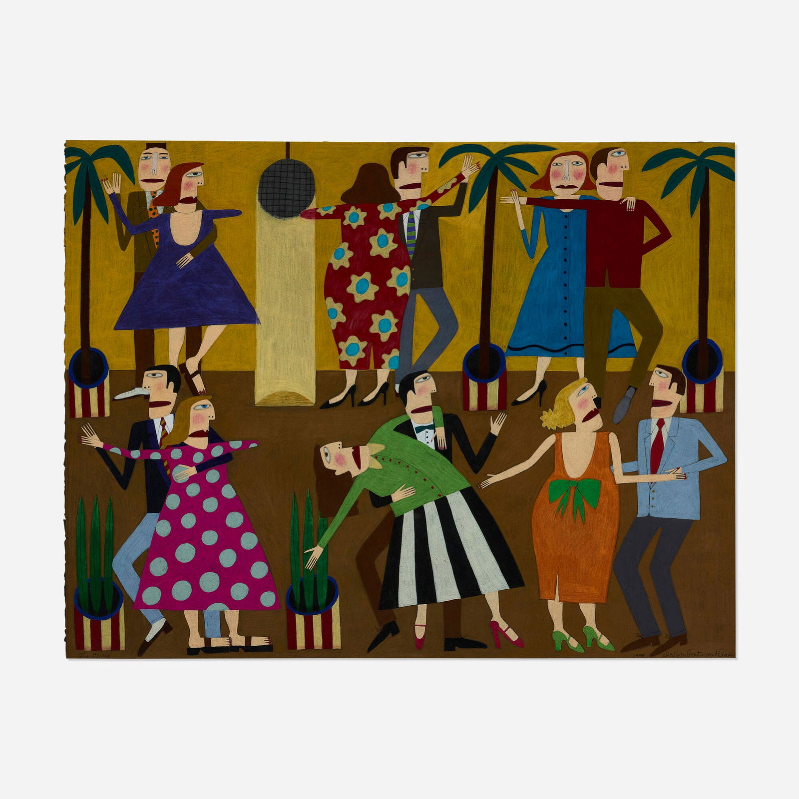 Chris Roberts-Antieau, The Dance: Chris Roberts-Antieau The Dance 1999mixed media on paper 26.5 h x 34.375 w in (67 x 87 cm) Signed, titled and dated to lower edge 'The Dance 1999 Chris Roberts-Antieau'. Th