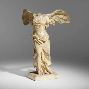 A Grand Tour model of Nike of Samothrace: After the Antique A Grand Tour model of Nike of Samothrace late 19th century plaster overall: 34 h x 23 w x 27 d in (86 x 58 x 69 cm) sculpture: 34 h x 13 w x 13 d in (86 x 33 x 33 cm) wings: 12 h