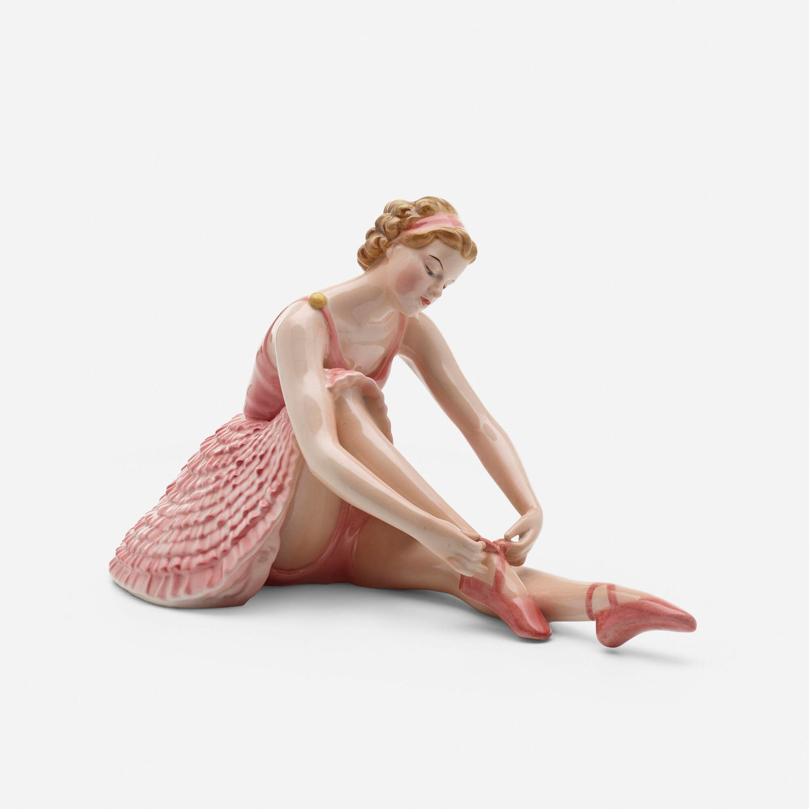 Stefan Dakon, Ballerina: Stefan Dakon Ballerina Wien KeramosAustria, c. 1950glazed porcelain 10.25 h x 10.75 w x 17.75 d in (26 x 27 x 45 cm) Stamped manufacturer's mark and number to underside 'Wien Keramos Mad