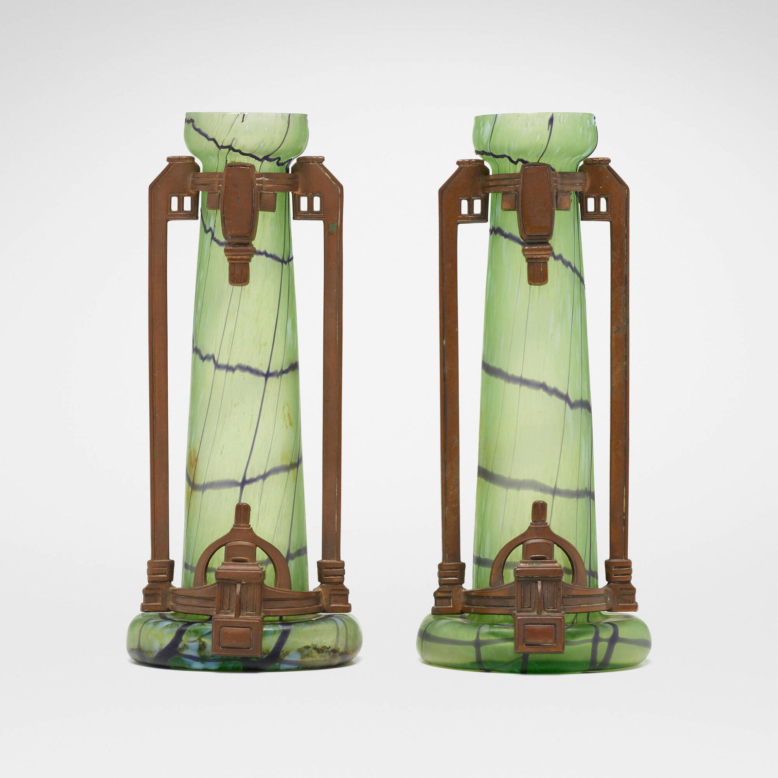 Bohemian, Secessionist vases with metal mounts (1 of 4)