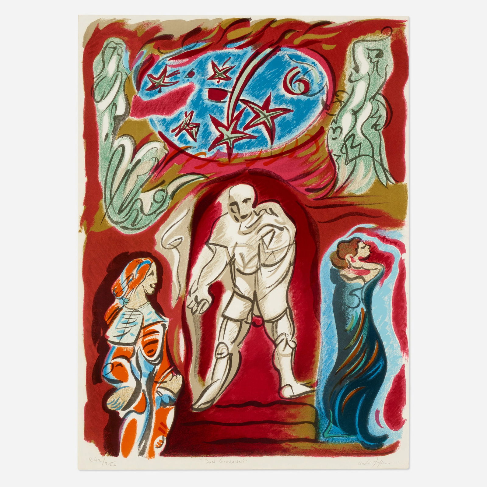 Andre Masson, Don Giovanni (from the Metropolitan Opera Fine Art portfolio): Andre Masson Don Giovanni (from the Metropolitan Opera Fine Art portfolio) 1978lithograph in colors 29.625 h x 21.625 w in (75 x 55 cm) Signed, titled and numbered to lower edge '242/250 Don G