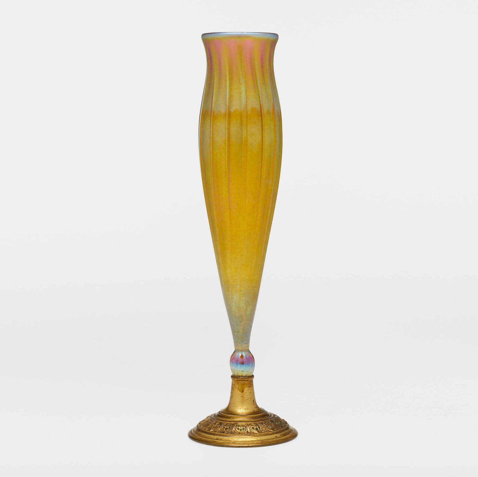 Louis C. Tiffany Furnaces, Inc., Ribbed bud vase with mount (1 of 4)