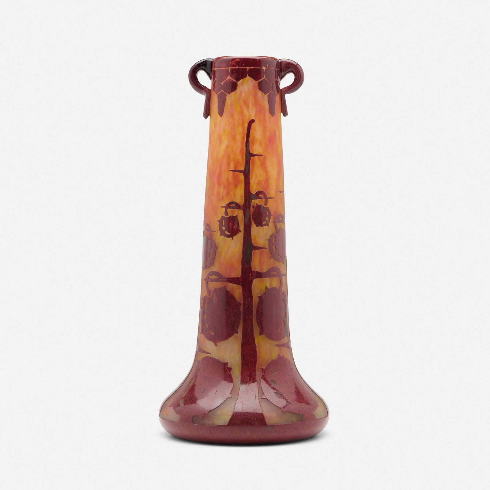 Le Verre Francais, Tall vase with stylized chestnut branches (1 of 7)