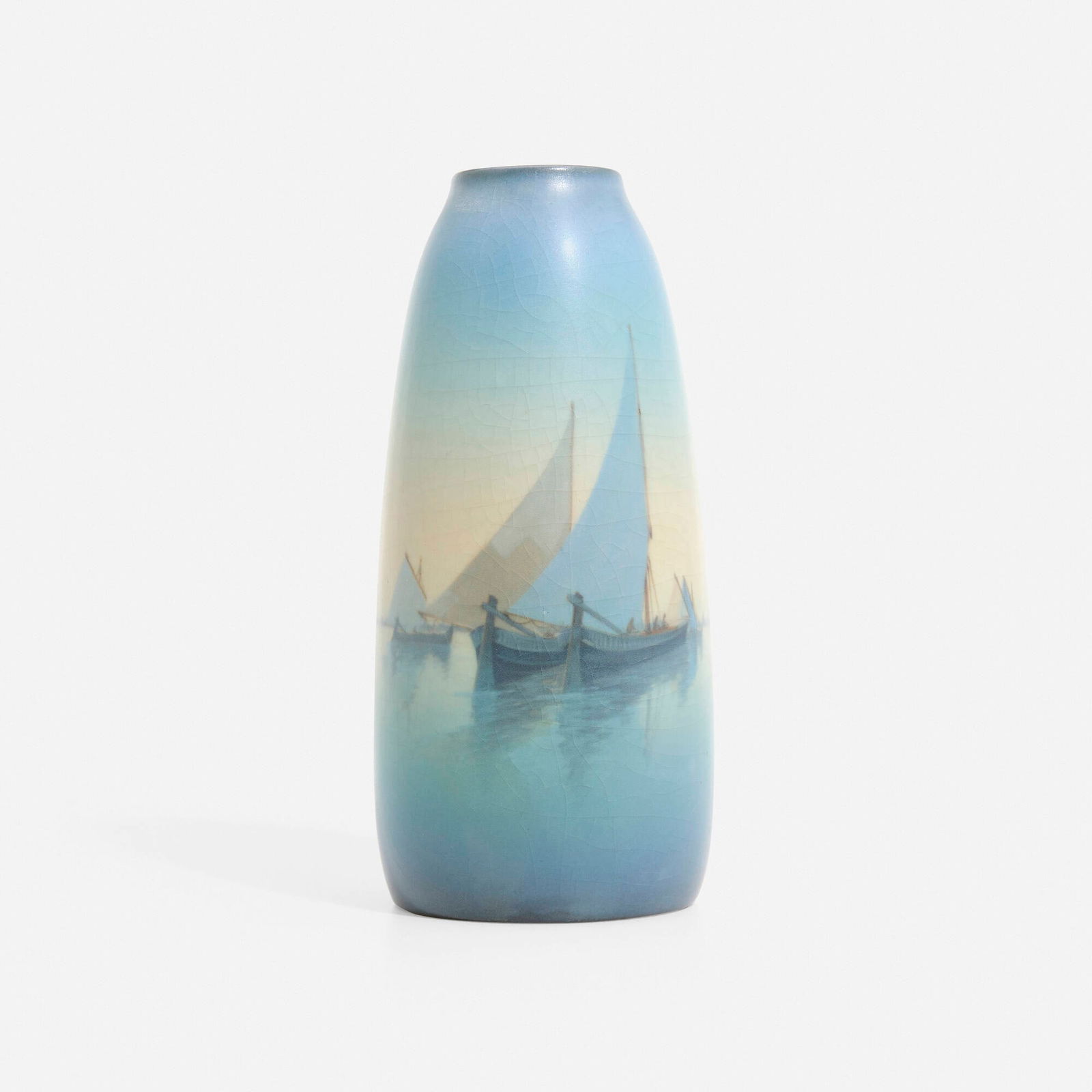 Carl Schmidt for Rookwood Pottery, Marine scenic Vellum vase with Venice harbor (1 of 4)