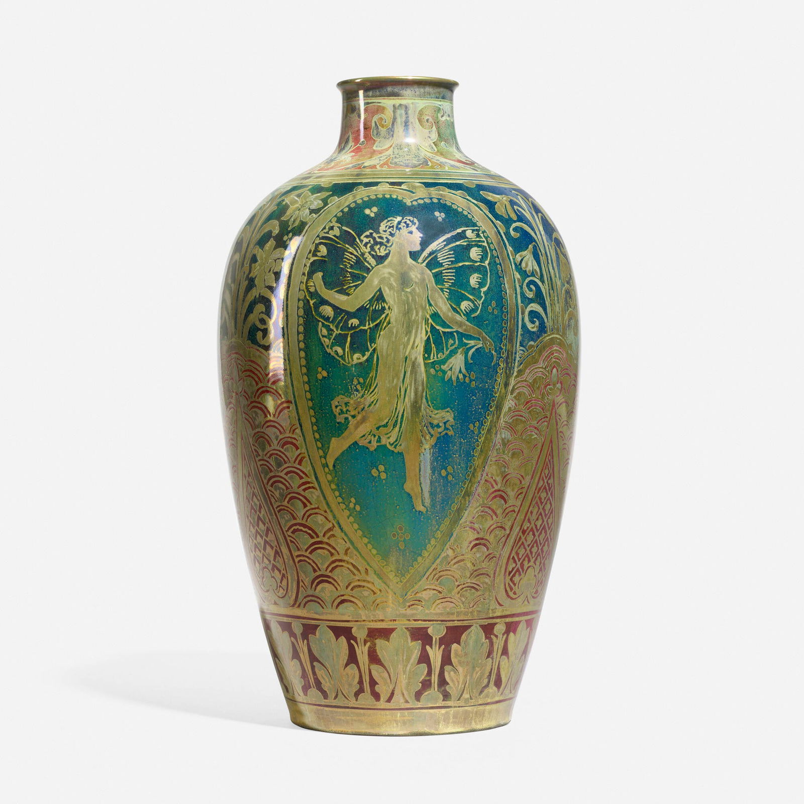 Richard Joyce for Pilkington, Royal Lancastrian vase with hearts and fairies (1 of 4)