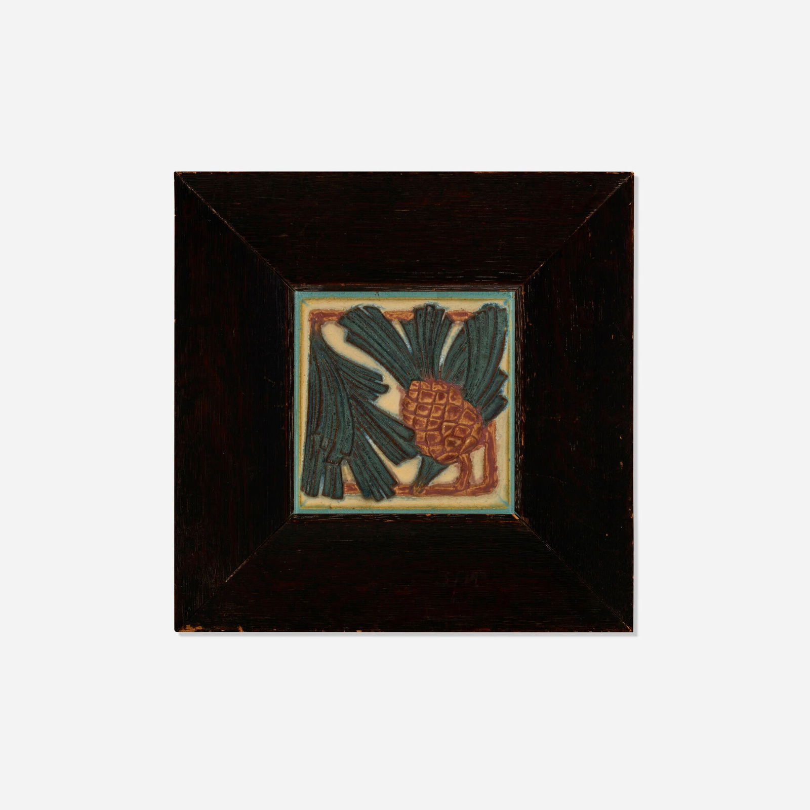 Rookwood Faience, Architectural tile with pine cone and needles (1 of 2)
