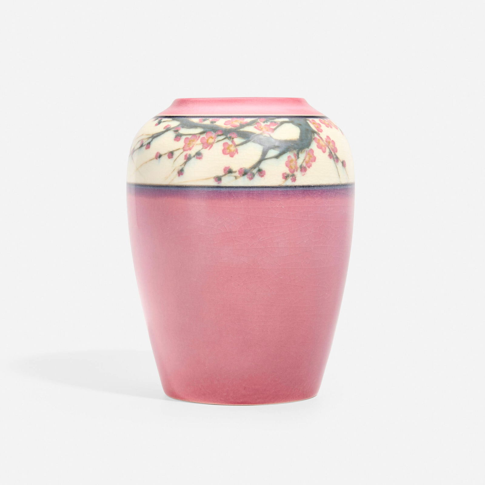 Edward T. Hurley for Rookwood Pottery, Banded Vellum vase with cherry blossoms (1 of 4)
