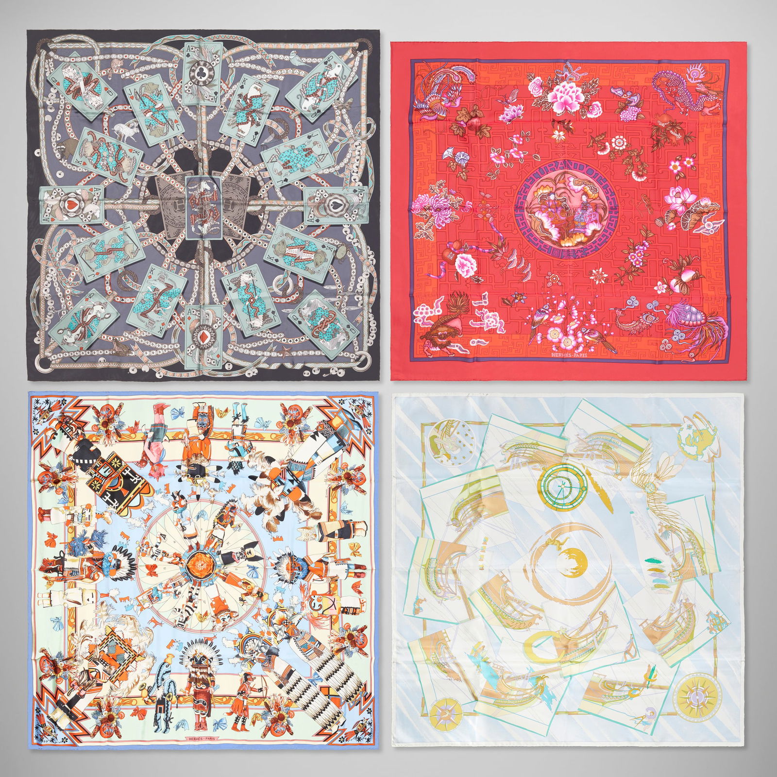 Hermes, Collection of four scarves (1 of 3)