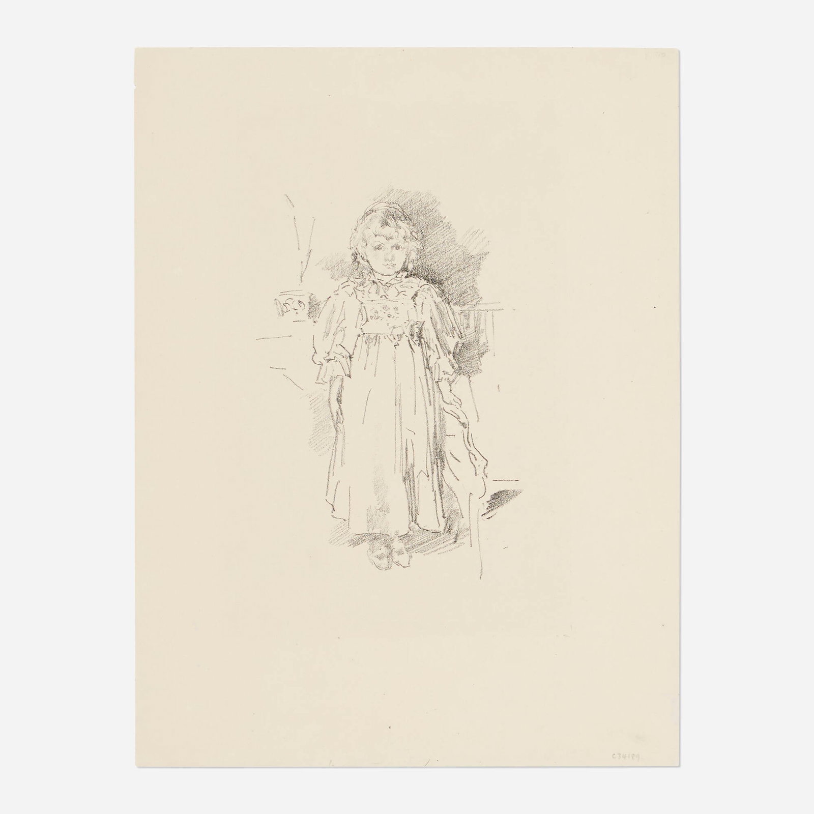 James Abbott McNeill Whistler, Little Evelyn (from The Art Journal): James Abbott McNeill Whistler Little Evelyn (from The Art Journal) 1896 lithograph 12.375 h x 9.375 w in (31 x 24 cm) Printed artist's butterfly monogram to upper left. This work is from the ed