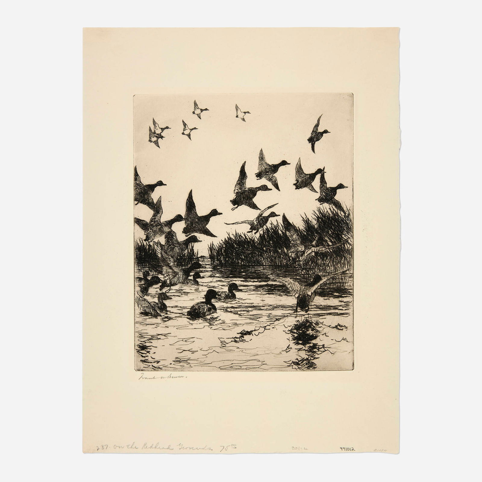 Frank Weston Benson, On the Red Head Ground: Frank Weston Benson On the Red Head Ground 1924etching image: 9.75 h x 7.75 w in (25 x 20 cm) sheet: 15.125 h x 11.25 w in (38 x 29 cm) Signed to lower margin 'Frank W. Benson'. This work i