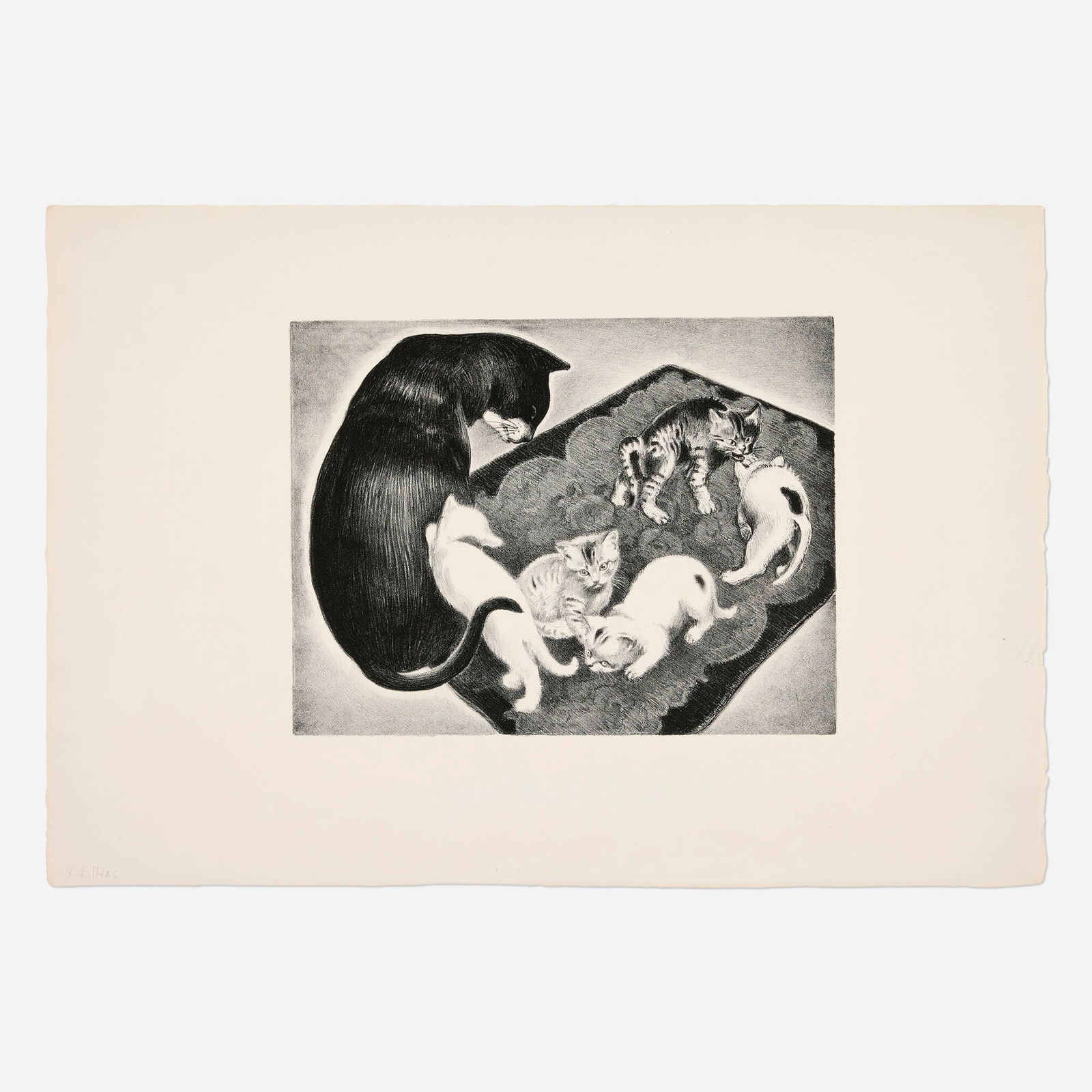 Mabel Dwight, Kittens: Mabel Dwight Kittens 1931lithograph on BFK Rives image: 9.625 h x 12.5 w in (24 x 32 cm) sheet: 15.875 h x 23 w in (40 x 58 cm) This work is from the edition of 30 printed by George C. Mill