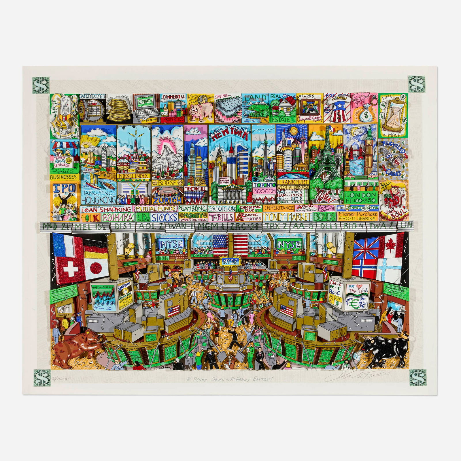 Charles Fazzino, A Penny Saved is a Penny Earned (1 of 4)