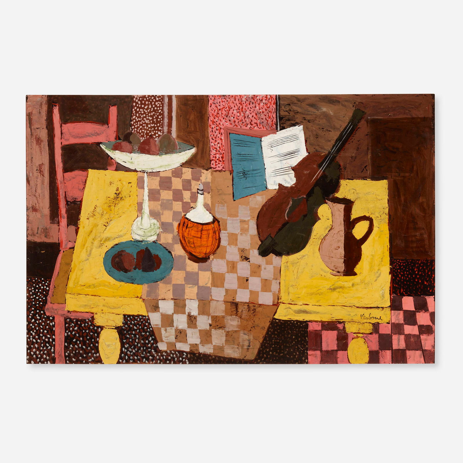 Jean de Narbonne, Still Life with Fruit, Vase, Violin and Pitcher (1 of 4)