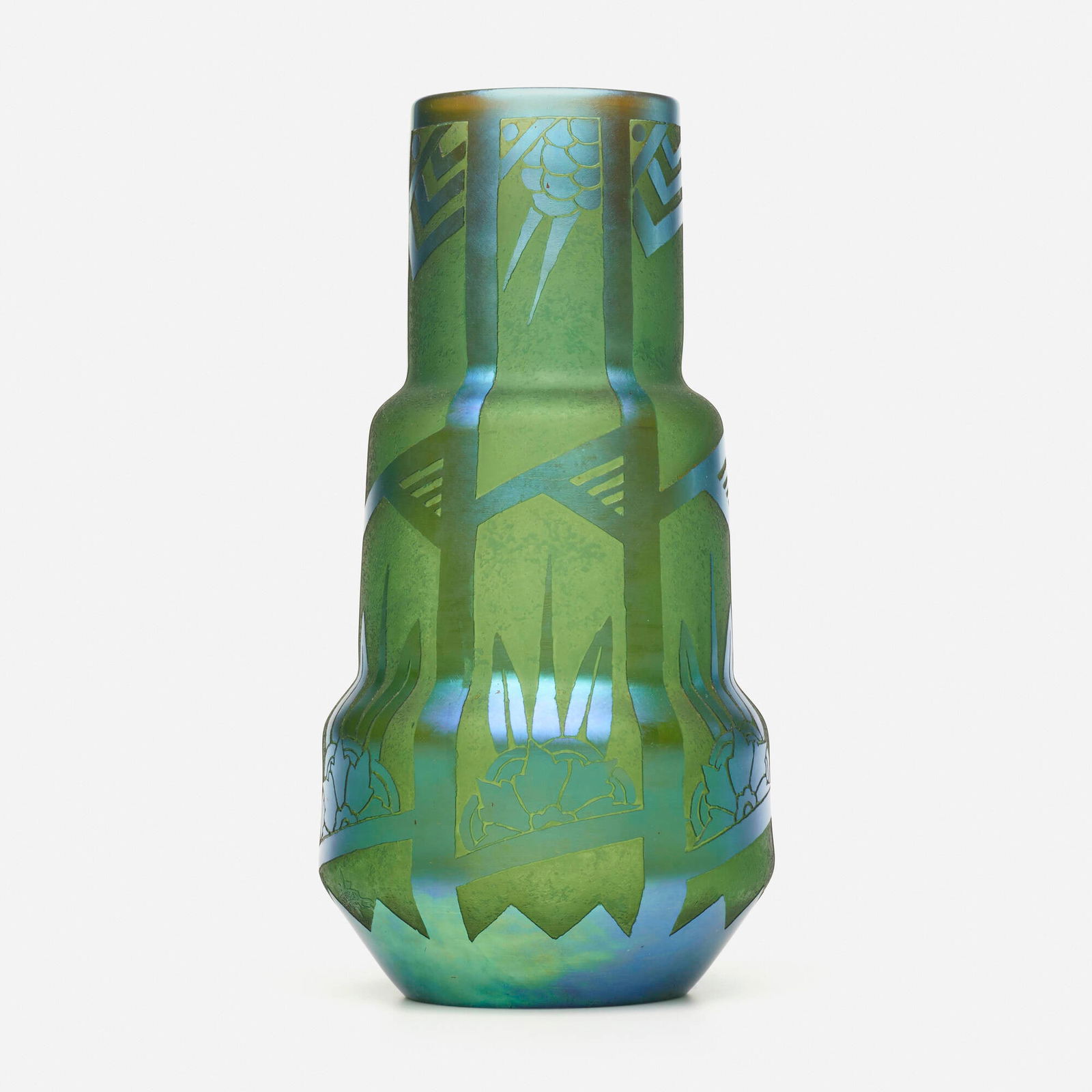 Steuben, Tall Debut acid cut-back stepped vase (1 of 3)