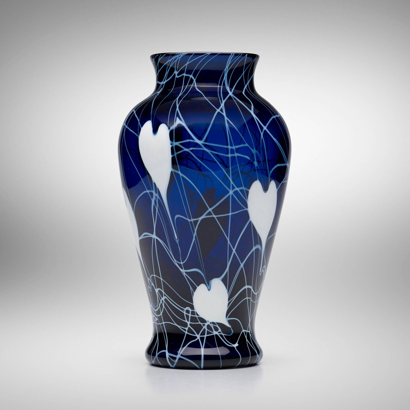 Imperial Glass Company, Free Hand Heart and Vine vase: Imperial Glass Company Free Hand Heart and Vine vase USA, c. 1925 hand-blown glass 9 h x 4.75 dia in (23 x 12 cm) This work will ship from Lambertville, New Jersey.