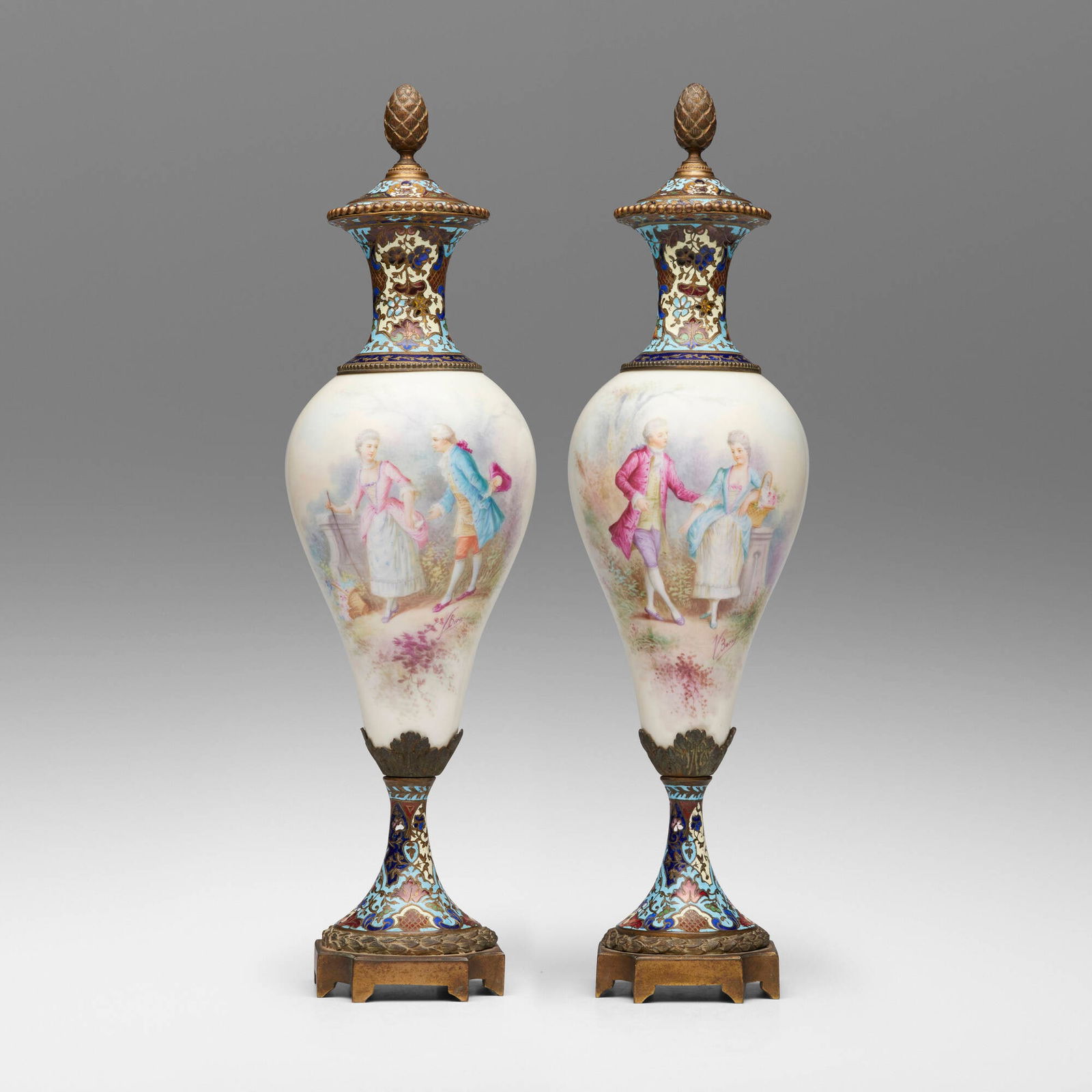 French, Sevres-style urns, pair (1 of 6)