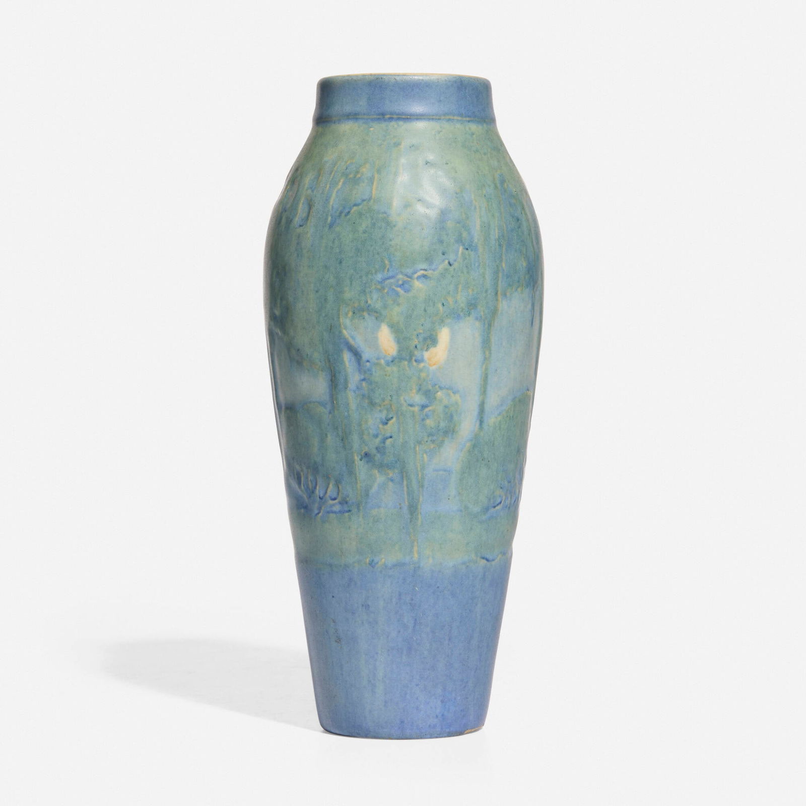 Sadie Irvine for Newcomb College Pottery, Scenic vase with live oaks, Spanish moss, and full moon (1 of 3)