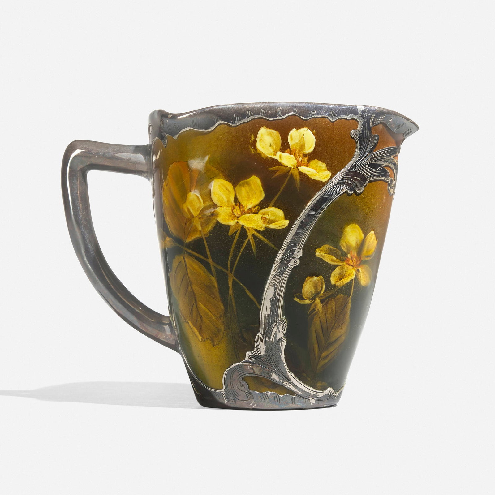 Kate C. Machette for Rookwood Pottery, Standard Glaze crucible pitcher with silver overlay (1 of 4)