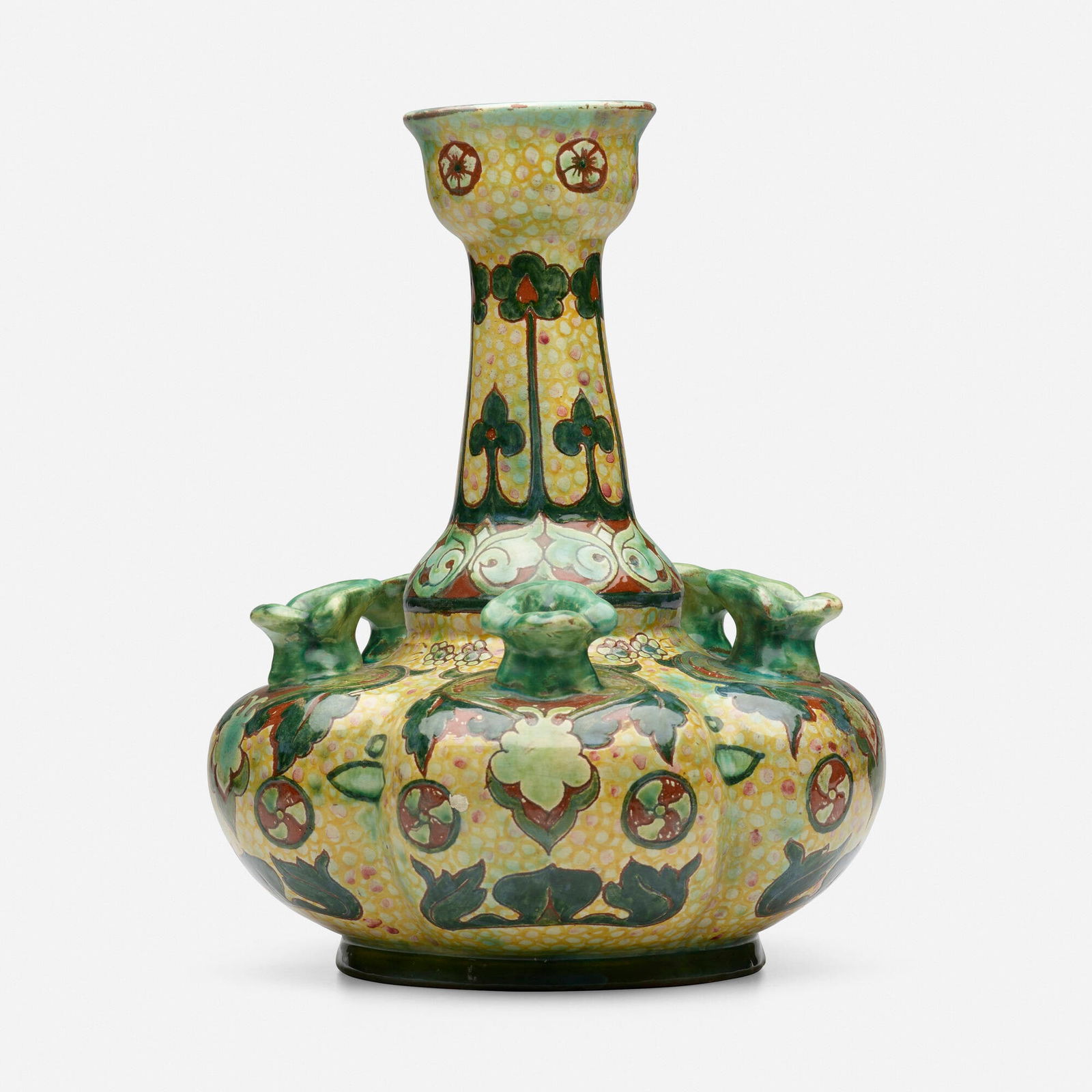 Charles Collis for Della Robbia Pottery, Flower frog vase: Charles Collis for Della Robbia Pottery Flower frog vase England, 1894-1906glazed earthenware 12.25 h x 9.5 dia in (31 x 24 cm) Incised manufacturer's mark, artist's initial and number to unde