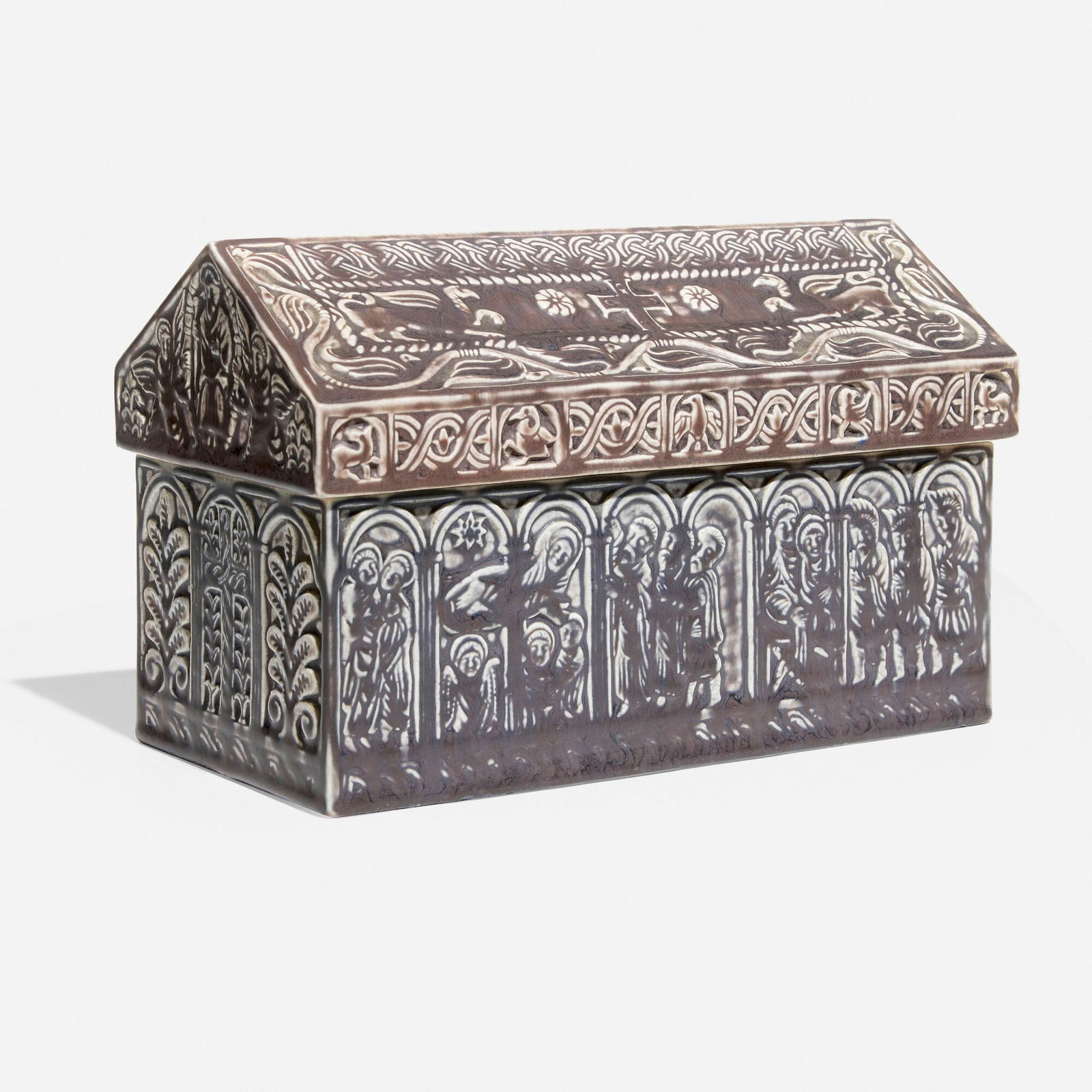 Arthur Conant for Rookwood Pottery, Rare production reliquary casket with lid (1 of 4)