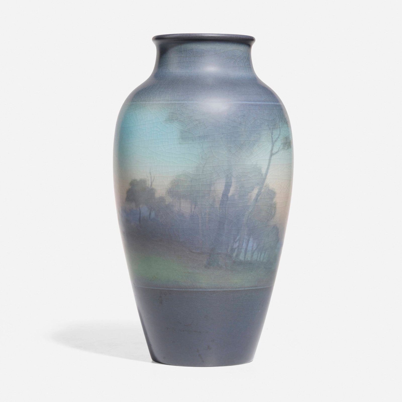 Lenore Asbury for Rookwood Pottery, Banded scenic Vellum vase with landscape (1 of 5)