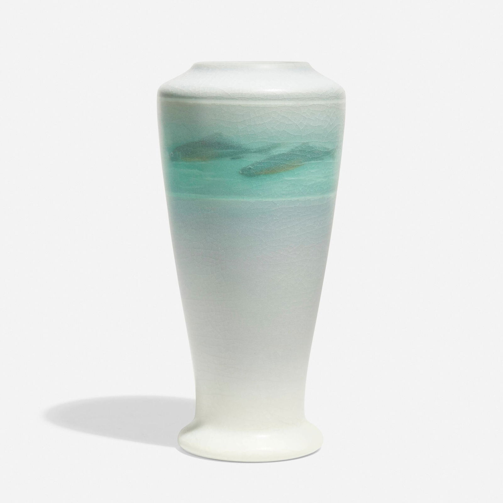 Edith Noonan for Rookwood Pottery, Banded Vellum vase with fish (1 of 3)