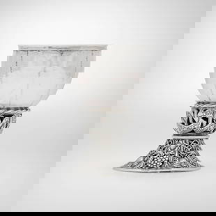 Omar Ramsden and Alwyn Carr, Edwardian goblet with grapevines: Omar Ramsden and Alwyn Carr Edwardian goblet with grapevines London, United Kingdom, 1904silver 4.5 h x 3.25 dia in (11 x 8 cm) Impressed maker's mark to underside 'Omar Ramsden & Alwyn CR Car